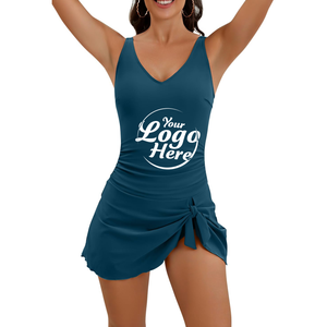 Vestido de baño de una pieza para niñas y mujeres con cremalleras de cintura natural con control de barriga 100% algodón transpirable y ecológico - Product Image 4