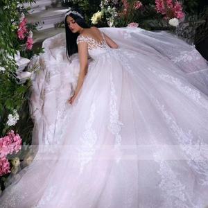 AL1800 <span class=keywords><strong>Vestido</strong></span> de novia de encaje satinado 2024 <span class=keywords><strong>Vestido</strong></span> de baile elegante con flores blancas de jardín Volantes de cristal para la ceremonia <span class=keywords><strong>civil</strong></span> de la novia - Product Image 2