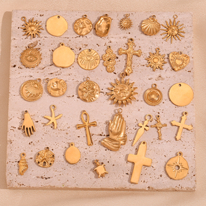 Dreamidea in acciaio inox oro tono collezione ciondolo croce del sole & fascino simbolico per la creazione di gioielli - Product Image 2