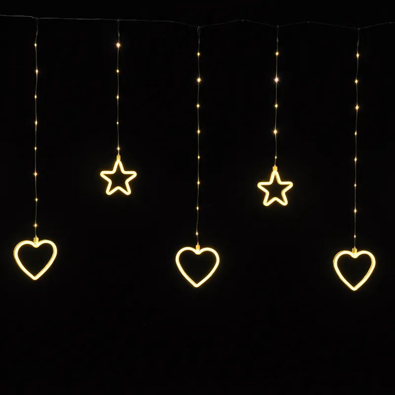 Christmas outdoor decoration ramadan neon flex light rope curtain string lights moon star and heart