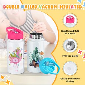 15 OZ Kids Sublimation Tumbler Stainless Steel Bottles Vacuum <b>Flask</b> Tumblers <b>with</b> Sippy Up Lid and <b>Straw</b> Sport Kids Skinny Cups - Product Image 3