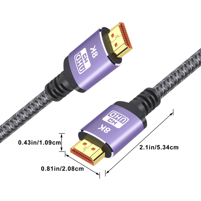 8K Ultra High Speed HDMI Cable up to 48 Gbps Transfer Rates, 240hz 48-Bit Deep Color
