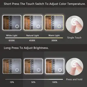 卸売ラウンドコーナー照明付きミラー長方形バックライト付きLEDバスルームスマートミラー