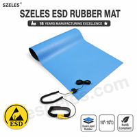 ESDELES 60X120CM Biru ESD Anti-Statik 2-Lapisan Ketebalan 2-5mm Alas Kerja Tahan Panas untuk Komputer