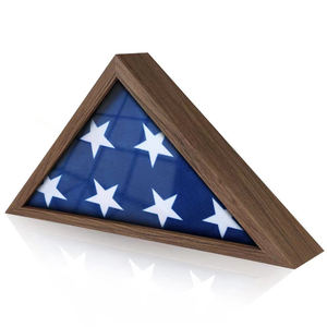 Wooden Flag Storage Box Triangular Wall Desktop Decoration Handmade Covered 1L Capacity Retro Color Solid Pattern - Product Image 3