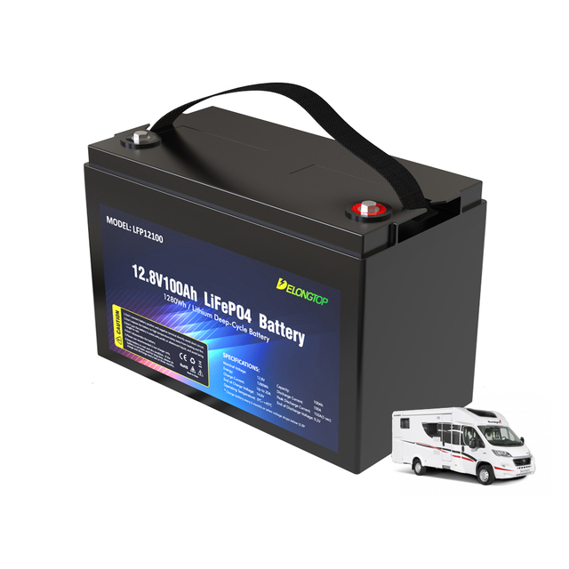 EU Stock 12 Volt RV Camper Boat Solar Light Batteries Deep Cycle 12.8V 100Ah LiFePO4 Lithium Battery