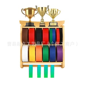 Wooden Taekwondo Belt <b>Rack</b> Two Layer Wall Mounted For Home Gym Use - Product Image 3
