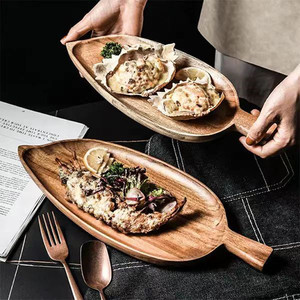 Leaf Shaped Wooden Serving <b>Tray</b> For Fruit Snacks And Tea Time 33x14cm <b>Small</b> Size - Product Image 4
