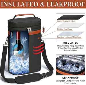 2 Bottle Wine Bag Wine Cooler Carrier Wine Gift Tote Bag Leakproof Insulated Bottle Bags for Travel Beach Dinner Party - Product Image 3