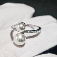 925 Sterling Silver Minimalist Simple Design 4A Perle D'eau Douce Demi-Éternité Anneau pour Femmes Fine Jewelry Anniversaire De Mariage