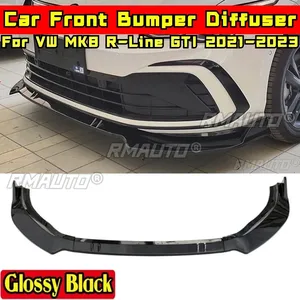 For VW Golf MK8 GTI R-Line 2021-2023 Body Kit Bumper <b>Splitter</b> Glossy Black Sport Style Front Bumper Spoiler Car Accessories - Product Image 1