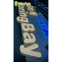 Enseigne publicitaire LED personnalisée XDsign en acier inoxydable avec diamants scintillants, éclairage contrôlé par Bluetooth, pour vitrines commerciales