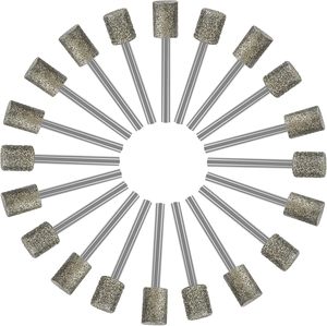 Jeu de fraises diamantées pour meuleuse <span class=keywords><strong>Dremel</strong></span>, grain 46/150, 20 pièces, tige de 1/8 pouce, disques de coupe, gravure sur pierre, meulage, bijoux - Product Image 5
