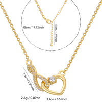 Collier tendance plaqué or 18 carats avec breloque bohème, pendentif cœur en zircon serti griffe, chaîne à maillons de 20 pouces en laiton