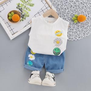 Conjunto de Ropa de Verano para Bebés Niños E2woo, Chaleco sin Mangas con Estampado de Cara Sonriente, Algodón Orgánico, Moda Infantil - Product Image 2