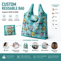 Sac de courses réutilisable écologique avec logo personnalisé, sac fourre-tout en nylon pliable, sac de voyage imperméable et lavable