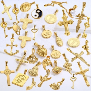 Pendentif breloque personnalisé pour homme en acier inoxydable plaqué or 18 carats, motif ange, <span class=keywords><strong>rose</strong></span>, Saint <span class=keywords><strong>Christophe</strong></span> et billet de dollar américain, pour la fabrication de bijoux - Product Image 6