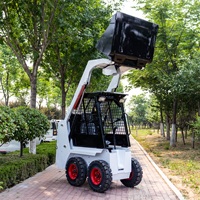 HT25 Joystick control Mini taille chargeuse-pelleteuse à roues Skid Steer avec cabine fermée