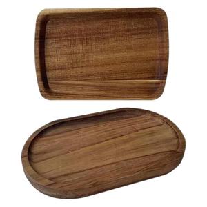 Custom Made Acacia Wood Tray For <b>Teacups</b> Solid Wood Vintage Style Home Use Stove Side Serving Tray - Product Image 4