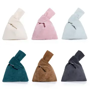 Customize mini corduroy knot bag mobile phone change storage simple korean wrist knot bag women