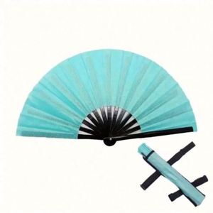 Grand éventail pliant scintillant pour rave, grand éventail holographique irisé avec étui et sac, idéal pour les festivals, les fêtes et les cadeaux promotionnels - Product Image 2