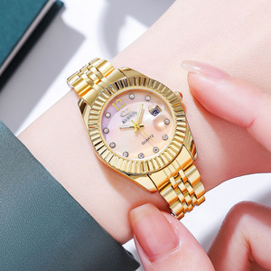 นาฬิกาชุดคู่รักสีทองเพชรกันน้ำ - Product Image 4