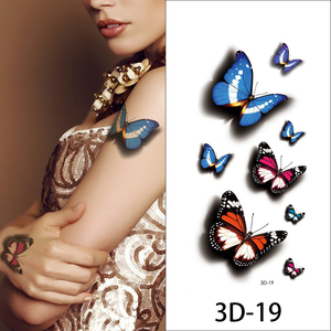 Adesivo temporaneo da donna impermeabile 3D con disegno a farfalla con fiori di rosa - Product Image 5