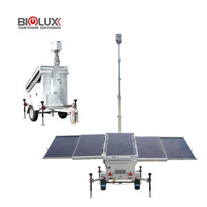 Tour de surveillance mobile avec caméra CCTV, panneau solaire monocristallin, contrôleur MPPT Starlink IA, mât de 7 m, batterie haute capacité - Product Image 1