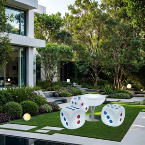 Muebles de bar al aire libre nuevo diseño mesa y sillas iluminadas de 6 lados dados remoto Rgb CAMBIO DE Color Led Cubo de luz conjunto de asiento - Product Image 6