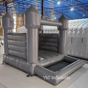 Château gonflable commercial gris moderne avec piscine à balles pour les locations de mariages et de fêtes de luxe - Product Image 3
