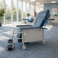 Fauteuil inclinable pliable à trois positions réglables avec pédales, confortable pour patients et personnes âgées, mobilier hospitalier en gros direct usine