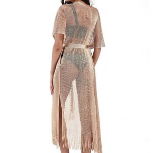 Cárdigan de verano de talla única, sobre la parte superior de encaje Bikini, ropa de protección solar Sexy para playa, traje de baño para mujeres europeas y americanas - Product Image 2