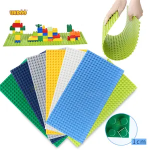 bloques de construcción de gran tamaño 100 piezas Suppliers-Bloques de construcción legoingly para niños, placa base de 51x25,5 cm, color verde, azul y gris, Compatible con DIY, envío gratis
