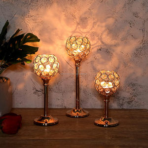 Most Selling Set of 3 Crystal Tealight Candlestick <b>Holders</b> Metal Crystal Bowl Candelabras <b>Tall</b> Crystal Votive <b>Candle</b> <b>Holders</b> - Product Image 2