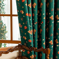 Rideau occultant à œillets Ours de Noël Vert Foncé, en polyester, occultant la lumière, pour Chambre, Salon, Salle à manger