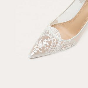 2024 scarpe da sposa da donna con tacco alto da donna con tacco alto con tacco alto da donna in maglia di pizzo estivo - Product Image 6