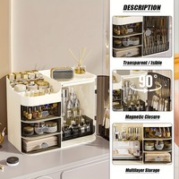 [Stock US] Organisateur de maquillage à 3 tiroirs avec miroir, sans assemblage, meuble de rangement cosmétique en plastique pour comptoir de salle de bain