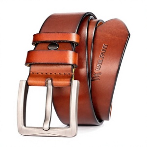 Ceinture pour homme en cuir de vachette avec boucle ardillon solide, boucle carrée en acier, écologique, imperméable, robuste, taille personnalisable, idéale pour les fêtes - Product Image 3