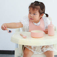 Ensemble de vaisselle en silicone pour bébé, kit d'alimentation, assiette à ventouse divisée bicolore pour la diversification alimentaire