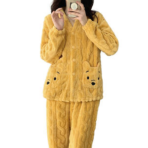 Autunno inverno due pezzi nuovo cartone spesso <span class=keywords><strong>Winnie</strong></span> il puoh pigiama di flanella per le donne caldo pile abbigliamento per la casa all'ingrosso - Product Image 5