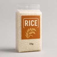 Sacs d'emballage pour riz personnalisés imprimés, type stand-up pouch, 1 kg, 5 kg, 10 kg, en PE refermable avec fermeture éclair et poignée