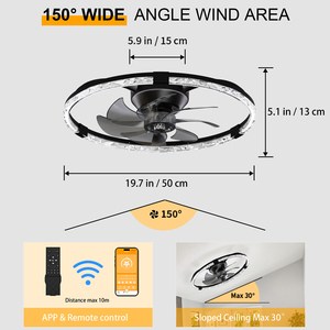 BLDC Motor Electric App-Controlled <b>Remote</b> <b>Control</b> LED Light Metal Construction Silent Energy-Saving <b>Fan</b> for Hotel Household - Product Image 5