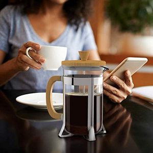 Stainless Steel Insulated French Coffee Press Latte <b>Tea</b> <b>Maker</b> 34oz Wood Coffee and <b>Tea</b> Press - Product Image 2