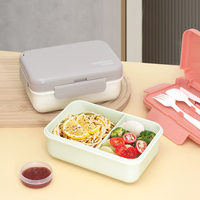 Offre Spéciale Enfants Portable En Plastique De Stockage Des Aliments Bento Boîtes À Lunch 3 Compartiment Micro-ondes Chauffable avec Couvercles Sans BPA Style Simple