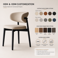 Chaise de salle à manger moderne en bois massif avec dossier incurvé, fauteuil de restaurant et café avec siège rembourré ignifuge, personnalisable OEM