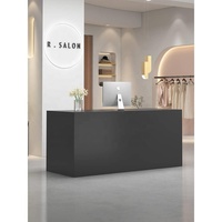 Comptoir de réception moderne en bois massif noir pour salon de beauté et hôtel