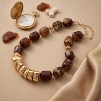 Collier ras du cou style bohème avec perles en pierre naturelle et pierres précieuses, bijoux de vacances pour femme, collier ras du cou épais avec perles en résine