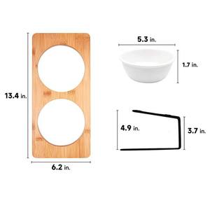 Kediler köpekler için toptan kedi maması kase yükseltilmiş gıda kase paslanmaz çelik seramik ahşap çerçeve taşınabilir küçük besleme için - Product Image 3