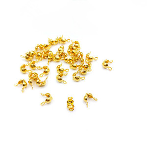 Không xỉn 18K vàng PVD mạ thép không gỉ mở Bead lời khuyên 4mm <span class=keywords><strong>Knot</strong></span> bao gồm vòng đeo tay đồ trang sức làm cho kết thúc mũ uốn Bìa - Product Image 5