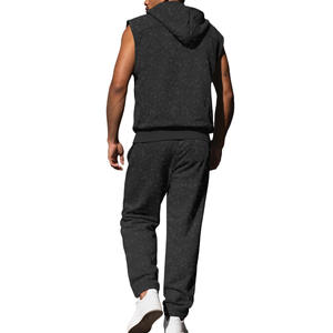 Ensemble de sweat-shirt sans manches à capuche pour homme, noir, en molleton français, vêtements de loisirs, pantalon de jogging, vêtements de sport, ensemble complet - Product Image 6